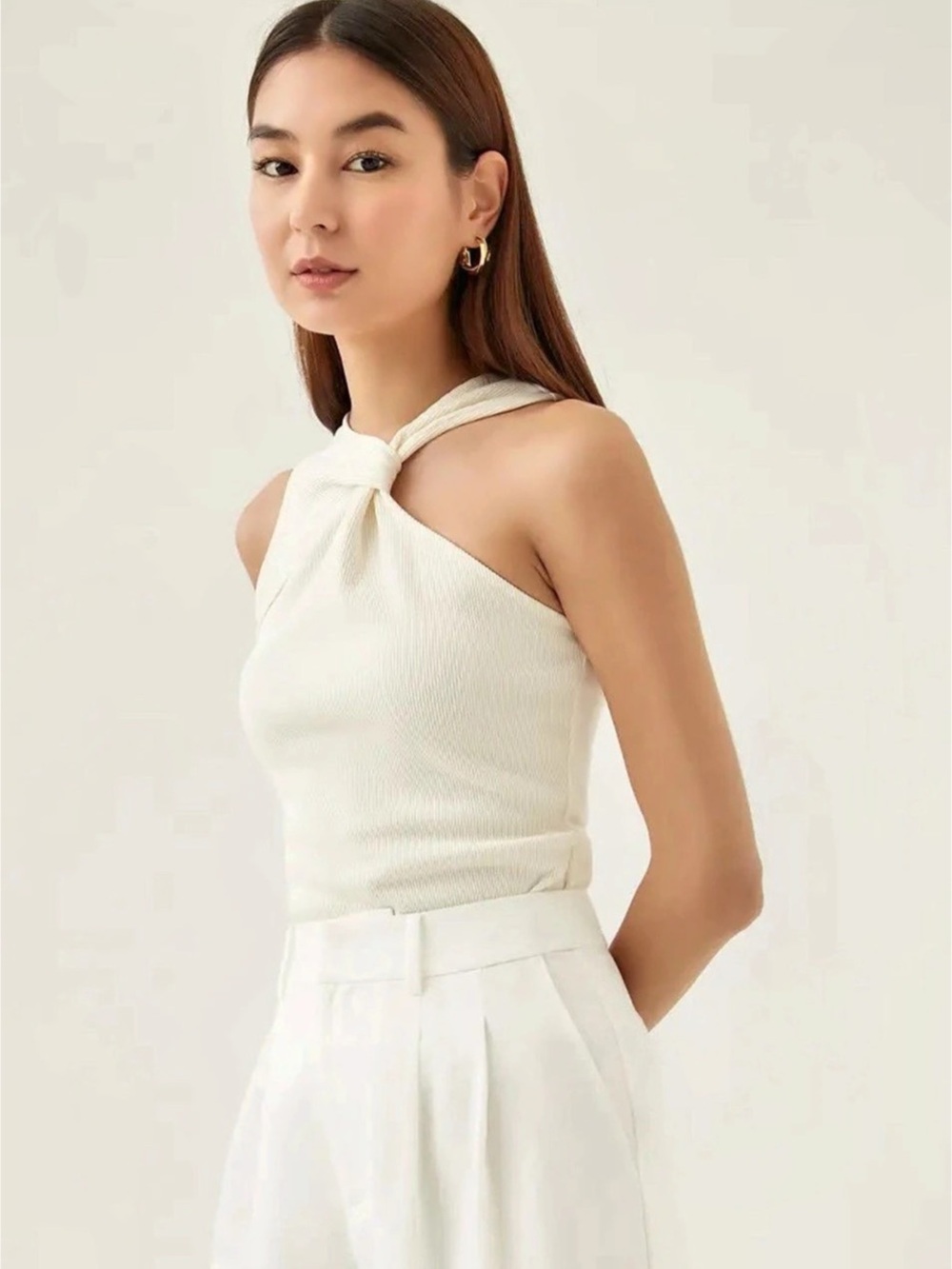 Love Bonito Marlene Jersey Asymmetric Twist Front Top